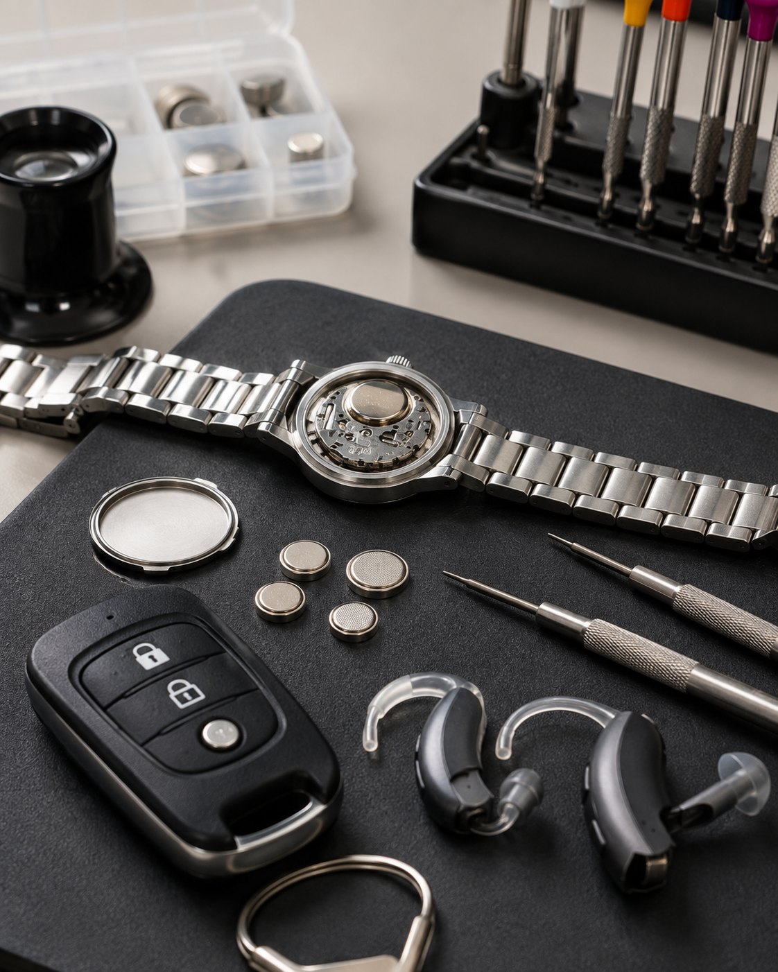 Remplacement de piles pour montre, clé automobile et appareil auditif